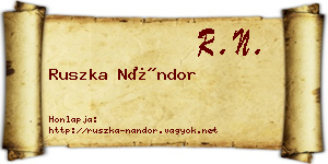 Ruszka Nándor névjegykártya